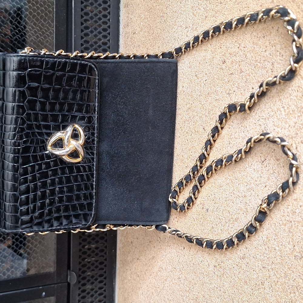 Vintage Magid Black Suede and Gold Trim Purse